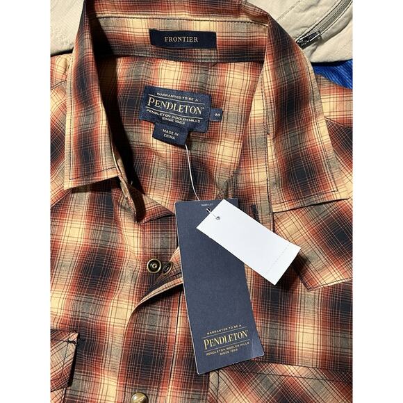 Pendleton Shirt Men's Size Med Plaid Frontier Pearl Snap Short Sleeve New, NWT - Picture 3 of 8
